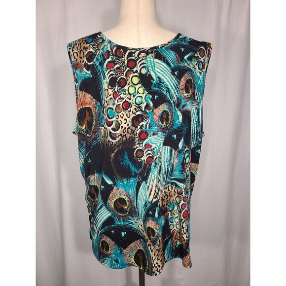 Drapers Studio Long Sleeves Womens Shirt Top 2 Piece Set Peacock Size L A100 - Picture 5 of 14